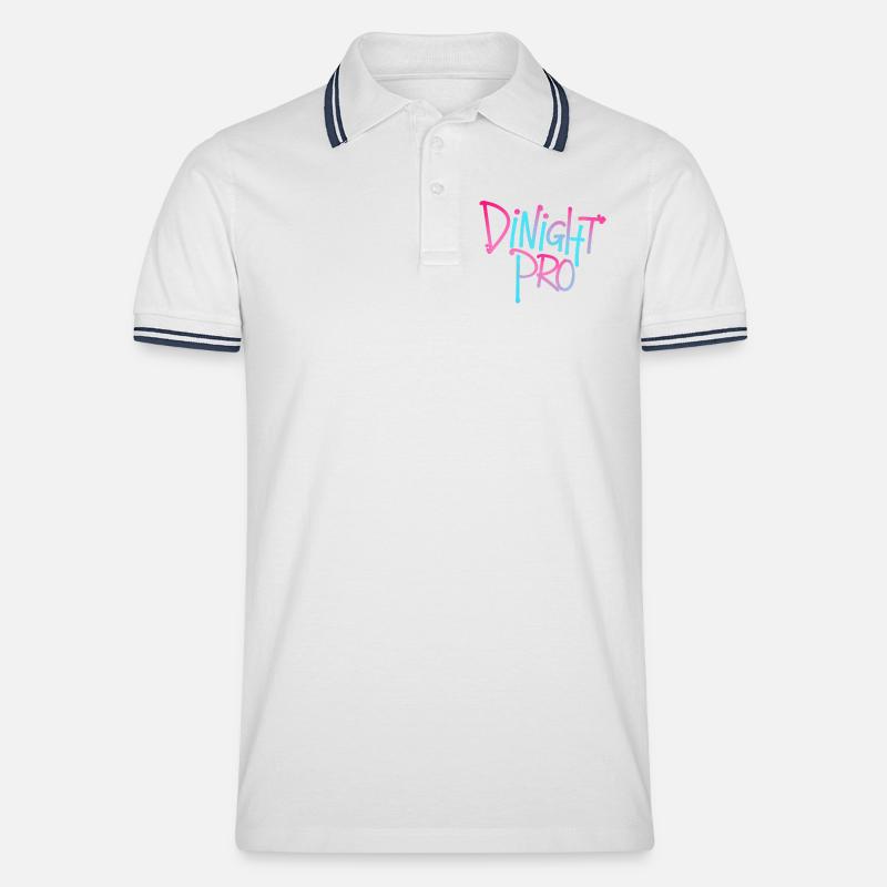Dinight Pro Neon Gradient - Männer Tipped Poloshirt - Weiß/Navy