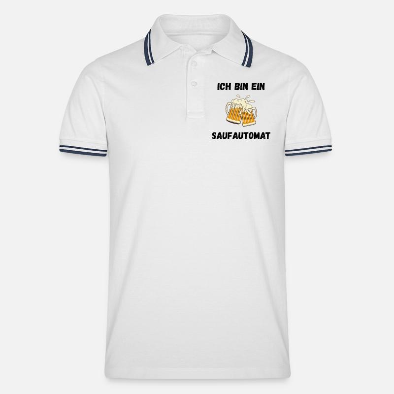 Ich bin ein Saufautomat - Männer Tipped Poloshirt - Weiß/Navy
