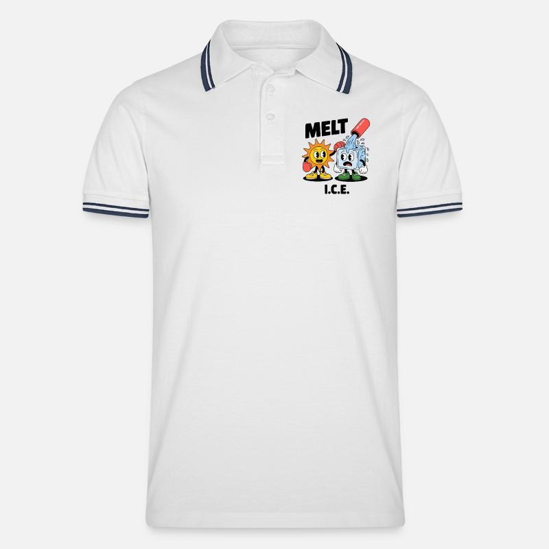 Melting Eis Klimawandel Cartoon - Männer Tipped Poloshirt - Weiß/Navy