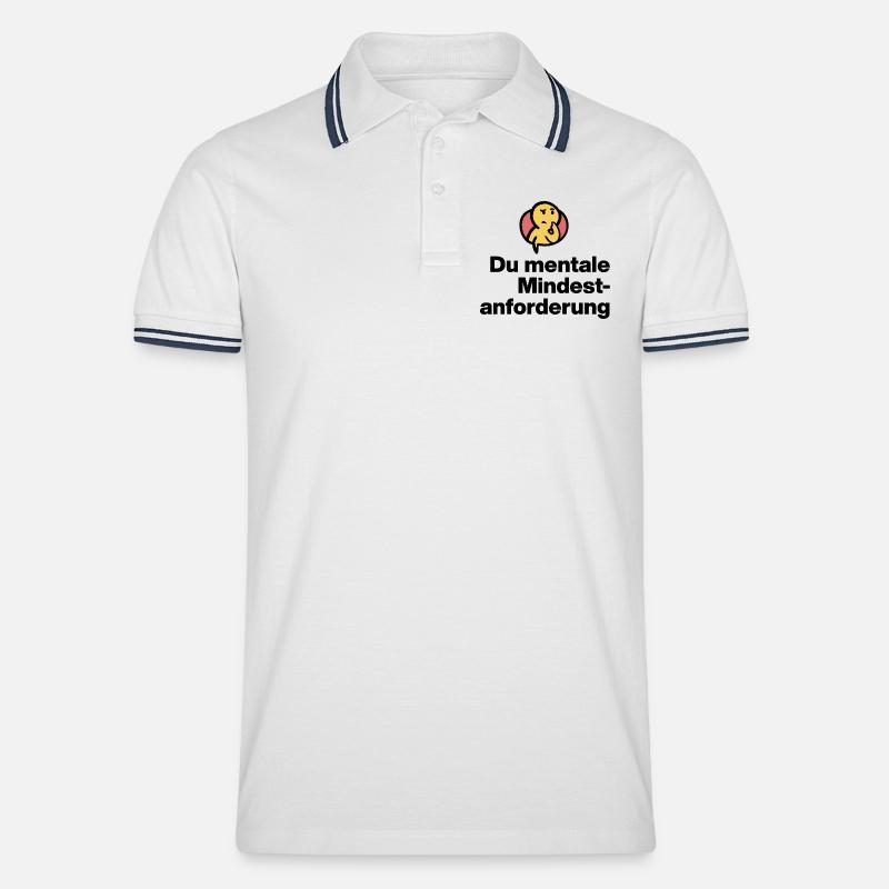 DU MENTALE MINDSTFORDERUNG. SARKASMUS GESCHENK  - Männer Tipped Poloshirt - Weiß/Navy