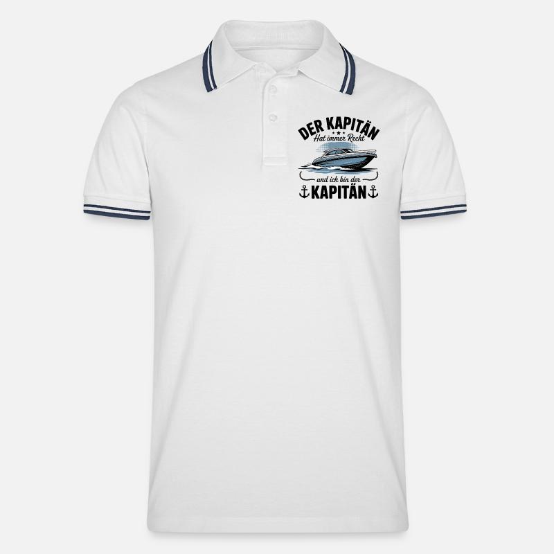 Kapitän Boot Bootsführerschein - Männer Tipped Poloshirt - Weiß/Navy