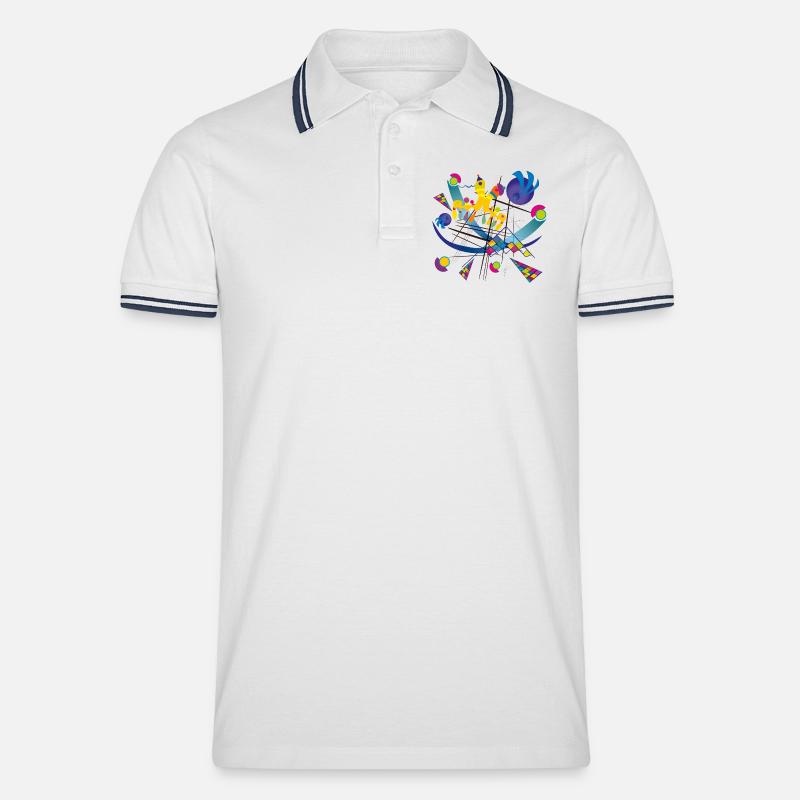 Tragbare Kunst - Visual symphony - Männer Tipped Poloshirt - Weiß/Navy