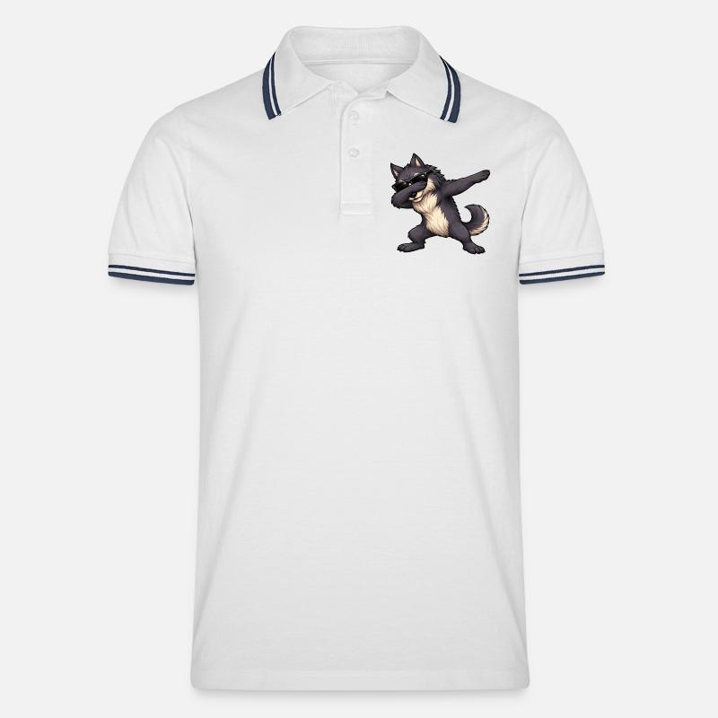 Dabbing Werwolf - Männer Tipped Poloshirt - Weiß/Navy