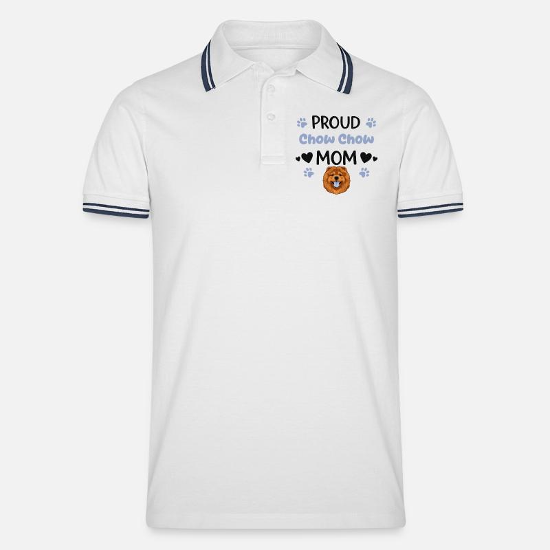 Stolze Chow Mutter, Chow-chow - Männer Tipped Poloshirt - Weiß/Navy
