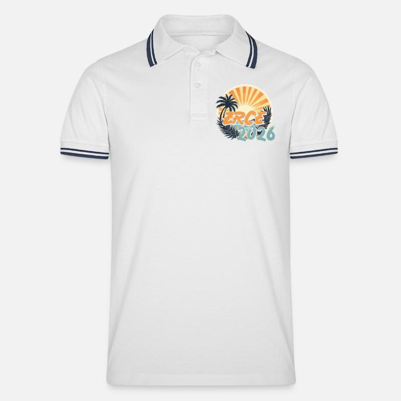 Zrce 2026 - Tipped poloshirt herre - hvid/marineblå