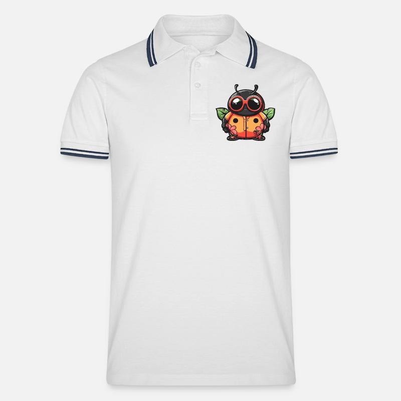 Marienkäfer Comic Urlaub - Männer Tipped Poloshirt - Weiß/Navy