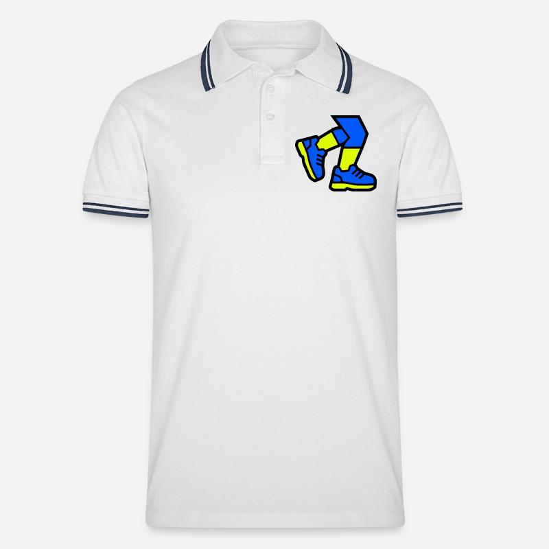 Dynamische Läufer Beine Joggen - Männer Tipped Poloshirt - Weiß/Navy