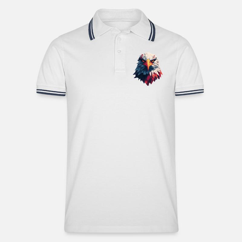 Majestätischer Adler, durchdringender Blick - Männer Tipped Poloshirt - Weiß/Navy