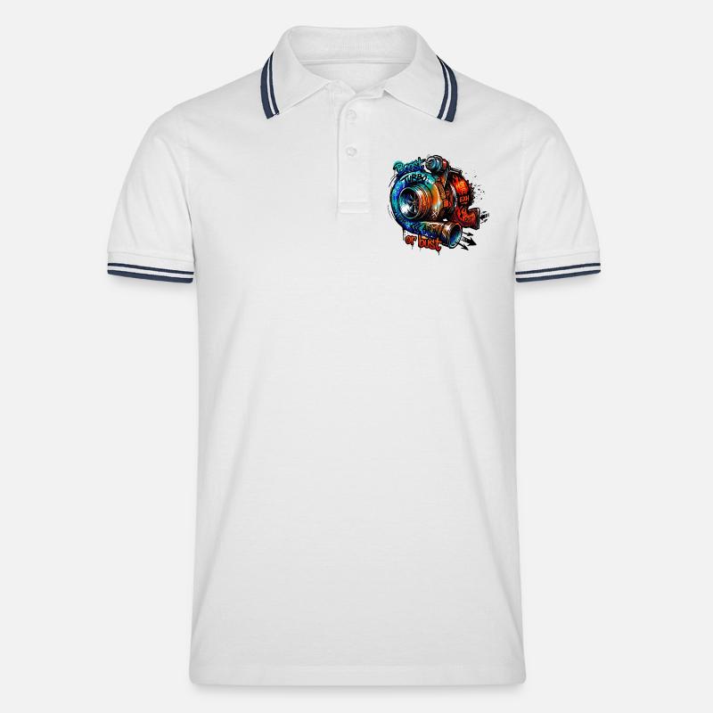 Turbo-Boost oder Bust - Männer Tipped Poloshirt - Weiß/Navy