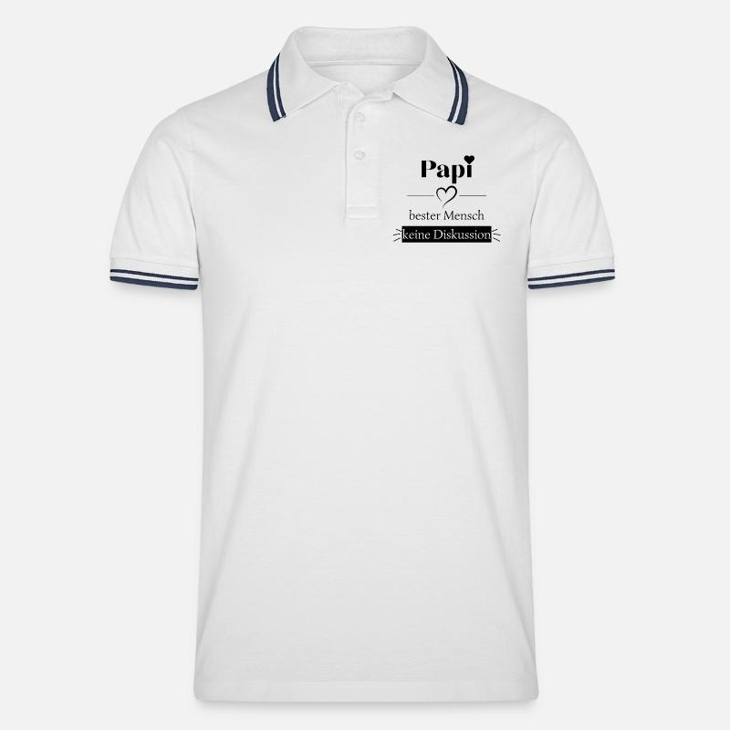 Papi bester Mensch - keine Diskussion - Männer Tipped Poloshirt - Weiß/Navy