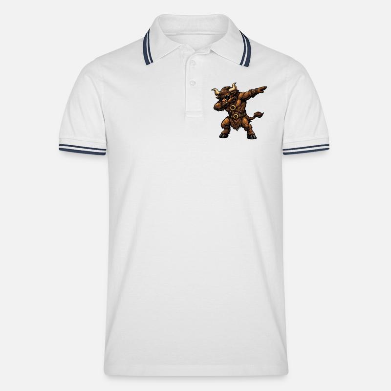 Dabbing Minotaurus - Männer Tipped Poloshirt - Weiß/Navy