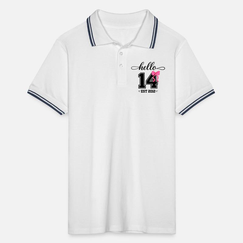 Hello 14 Est 2012 Mädchen Geburtstag Design Männer Tipped Poloshirt