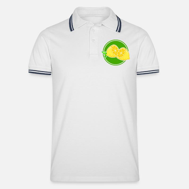 Zitrone - Männer Tipped Poloshirt - Weiß/Navy
