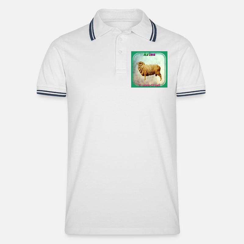 Widder - Männer Tipped Poloshirt - Weiß/Navy