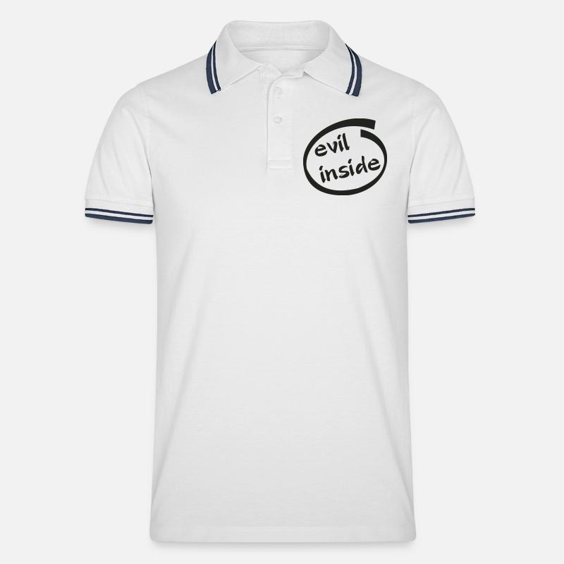 Evil Inside Ring Graphic - Männer Tipped Poloshirt - Weiß/Navy