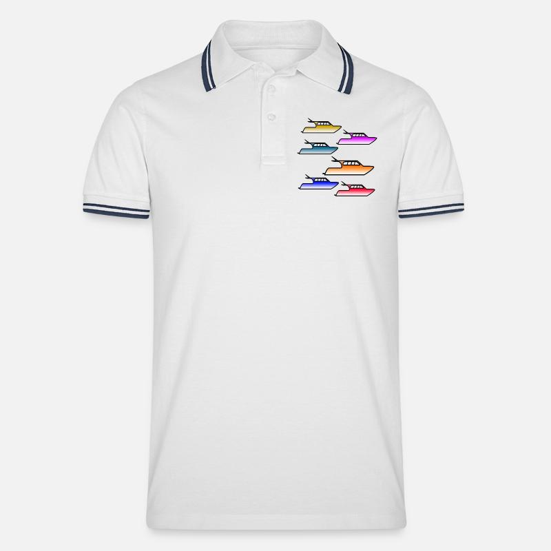 Motorboote - Männer Tipped Poloshirt - Weiß/Navy