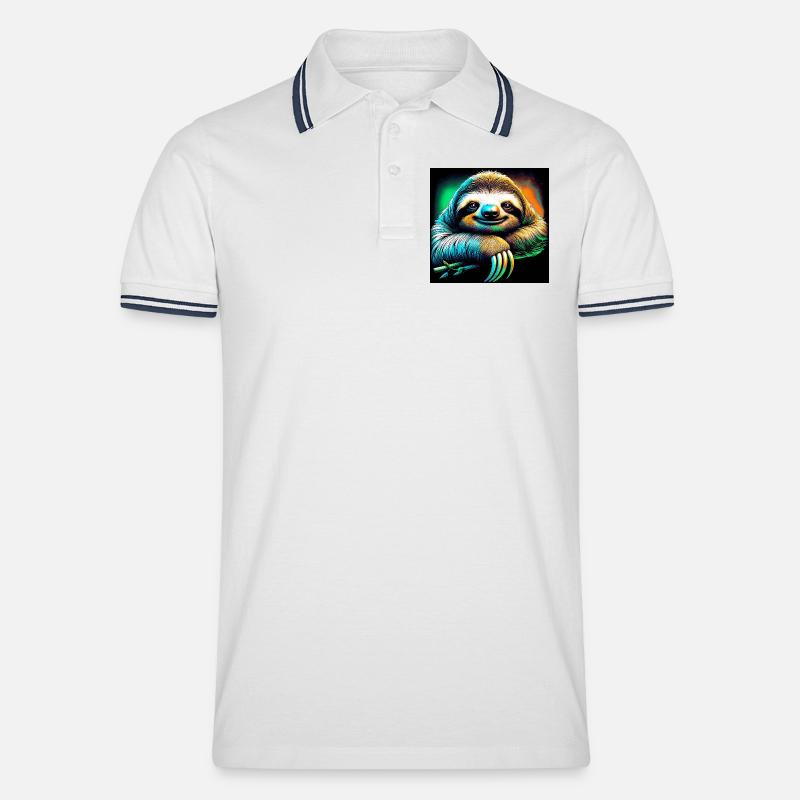 Faultier - Männer Tipped Poloshirt - Weiß/Navy