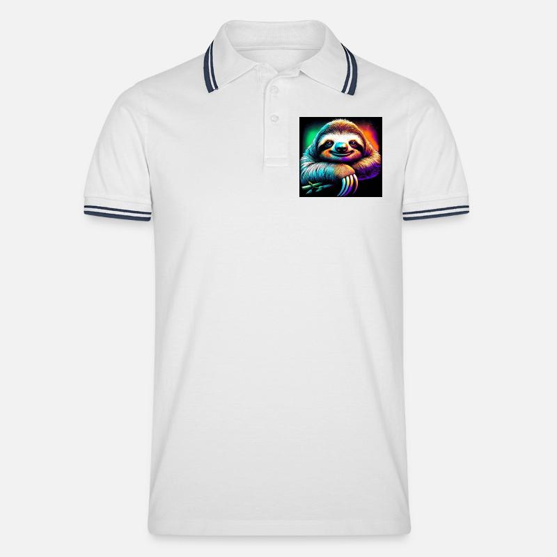 Faultier - Männer Tipped Poloshirt - Weiß/Navy