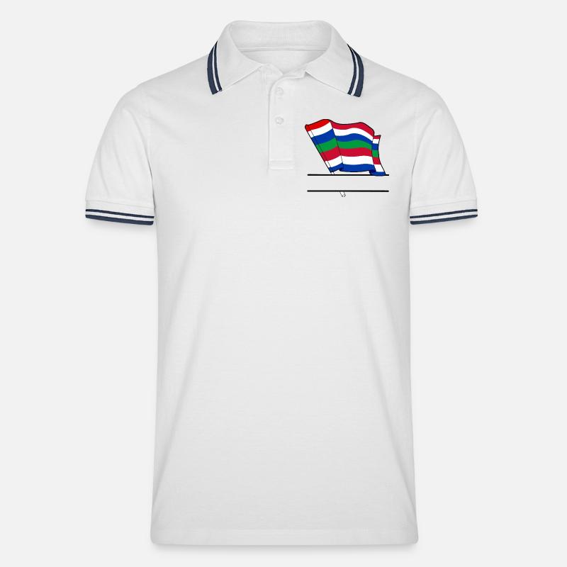 Schier Drapeau – Conception d’île sur mesure - Polo tipped Homme - blanc/marine