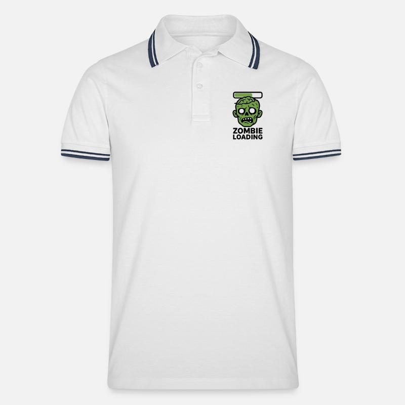 Zombie Loading Schädel Grafik - Männer Tipped Poloshirt - Weiß/Navy