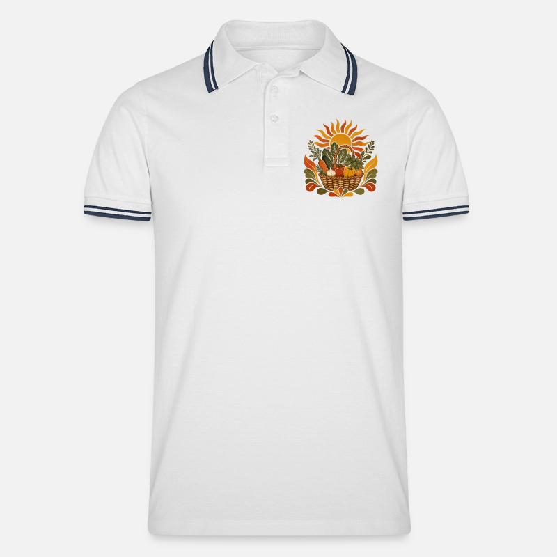 Sommerernte Korb - Männer Tipped Poloshirt - Weiß/Navy