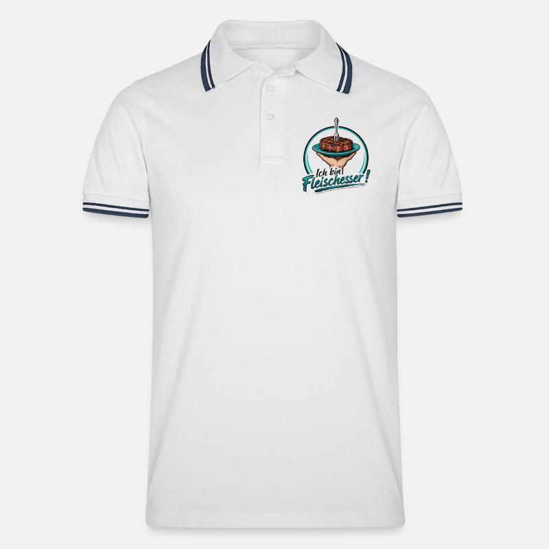 fleisch - Männer Tipped Poloshirt - Weiß/Navy