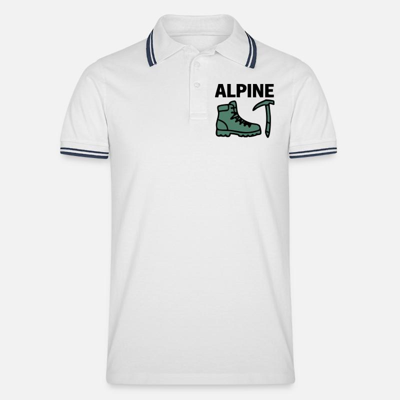 Wanderschuh Eispickel Alpine Bergsteigen Klettern - Men's Tipped Polo Shirt - white/navy