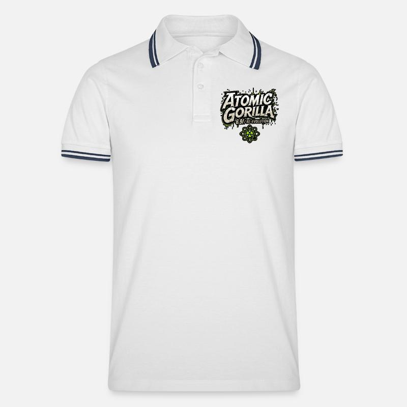 Atomic Gorilla Re-Evolution - Men's Tipped Polo Shirt - white/navy