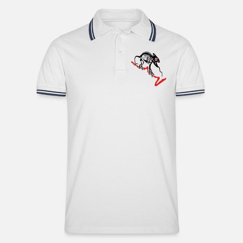 Gecko, Eidechse, Computer - Männer Tipped Poloshirt - Weiß/Navy