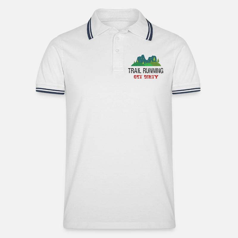 Trail Running – Werden Sie schmutzig! - Männer Tipped Poloshirt - Weiß/Navy