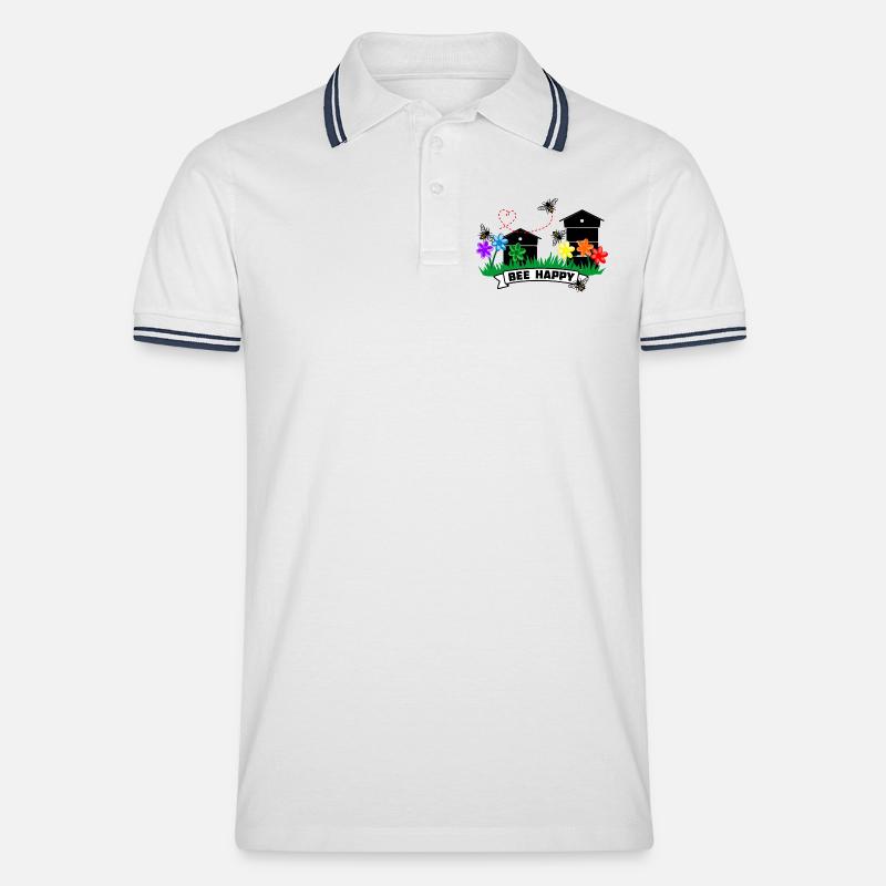 Honiggewächshäuser und Blumen - Männer Tipped Poloshirt - Weiß/Navy