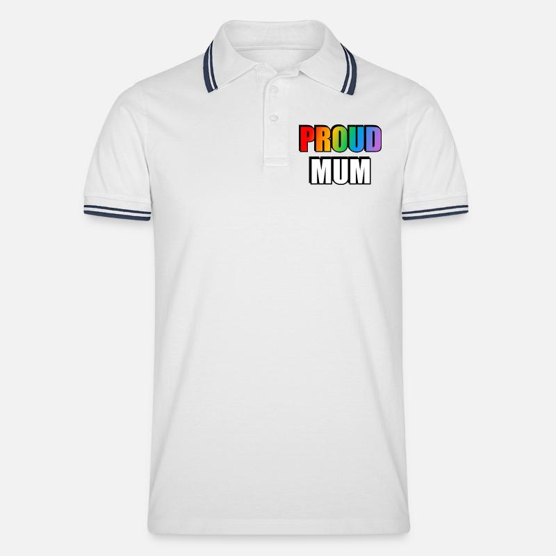 Regenbogen Stolz Mutter Schwul Verbündeter - Männer Tipped Poloshirt - Weiß/Navy