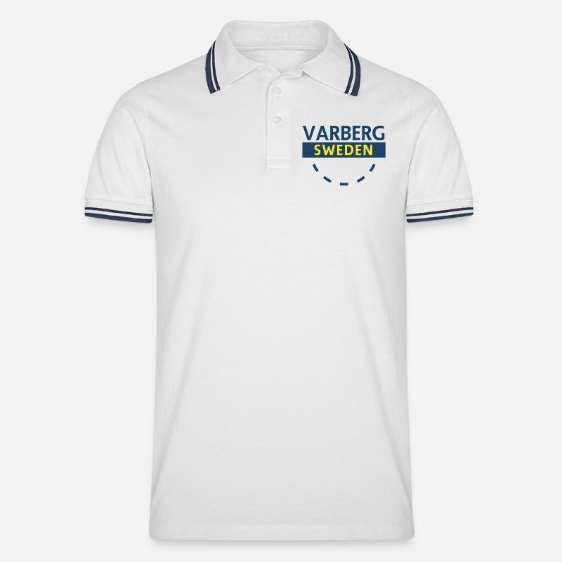 Varberg Schweden Emblem - Männer Tipped Poloshirt - Weiß/Navy