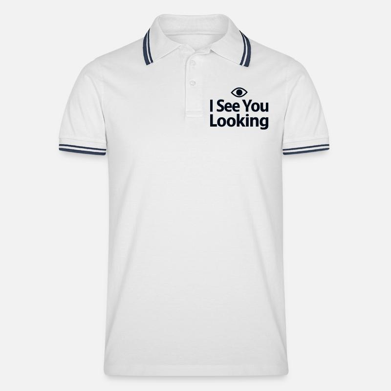 I See You Looking Statement Spruch - Männer Tipped Poloshirt - Weiß/Navy