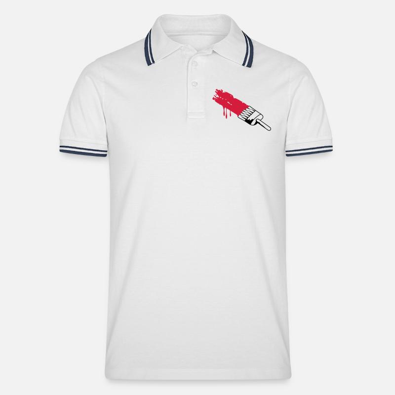 Pinsel mit Farbe - Männer Tipped Poloshirt - Weiß/Navy