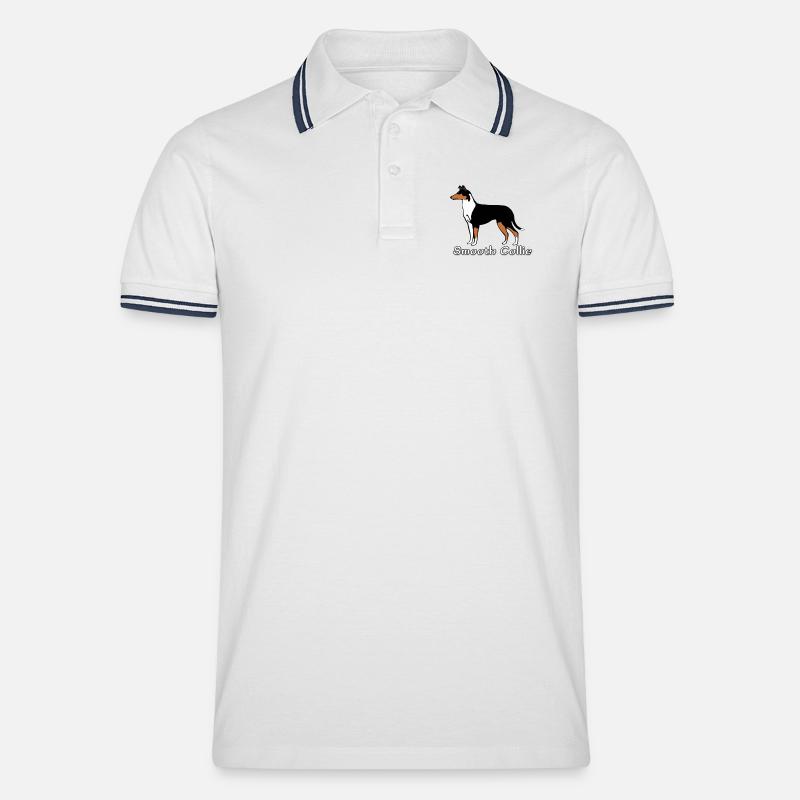 Smooth Collie tricolour - Männer Tipped Poloshirt - Weiß/Navy