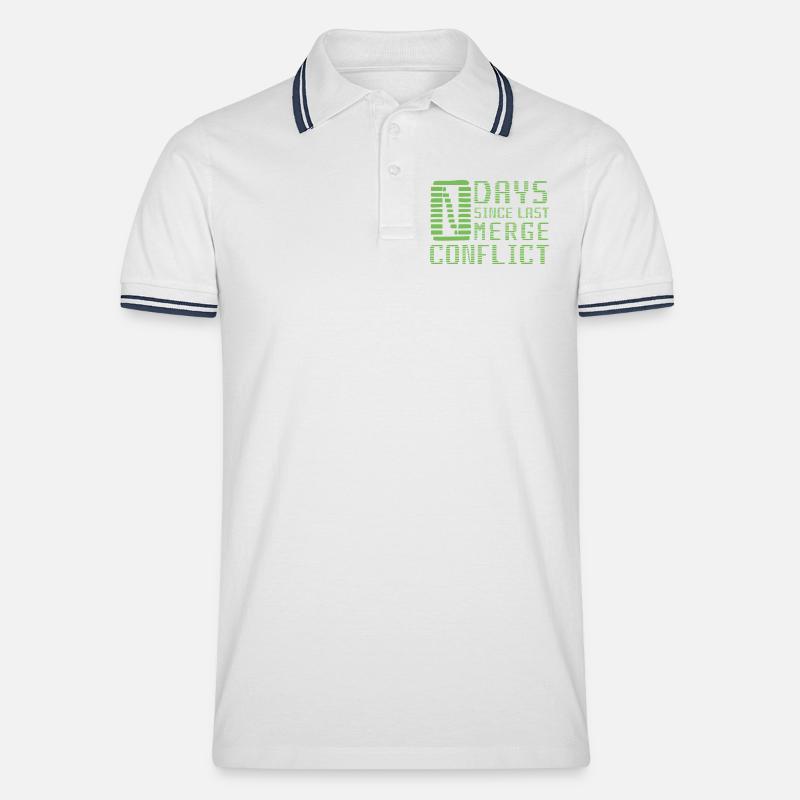 Merge Conflict Software Developer Entwickler Geek - Männer Tipped Poloshirt - Weiß/Navy