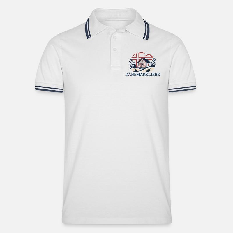 Dänemarkliebe - Ein Statement mit Aussagekraft - Männer Tipped Poloshirt - Weiß/Navy