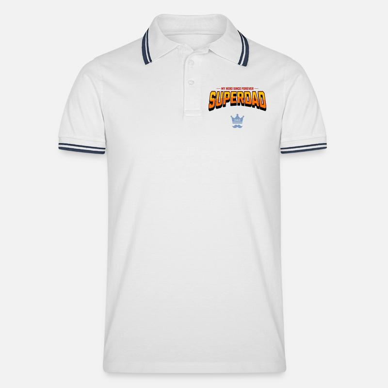 superdad - Männer Tipped Poloshirt - Weiß/Navy