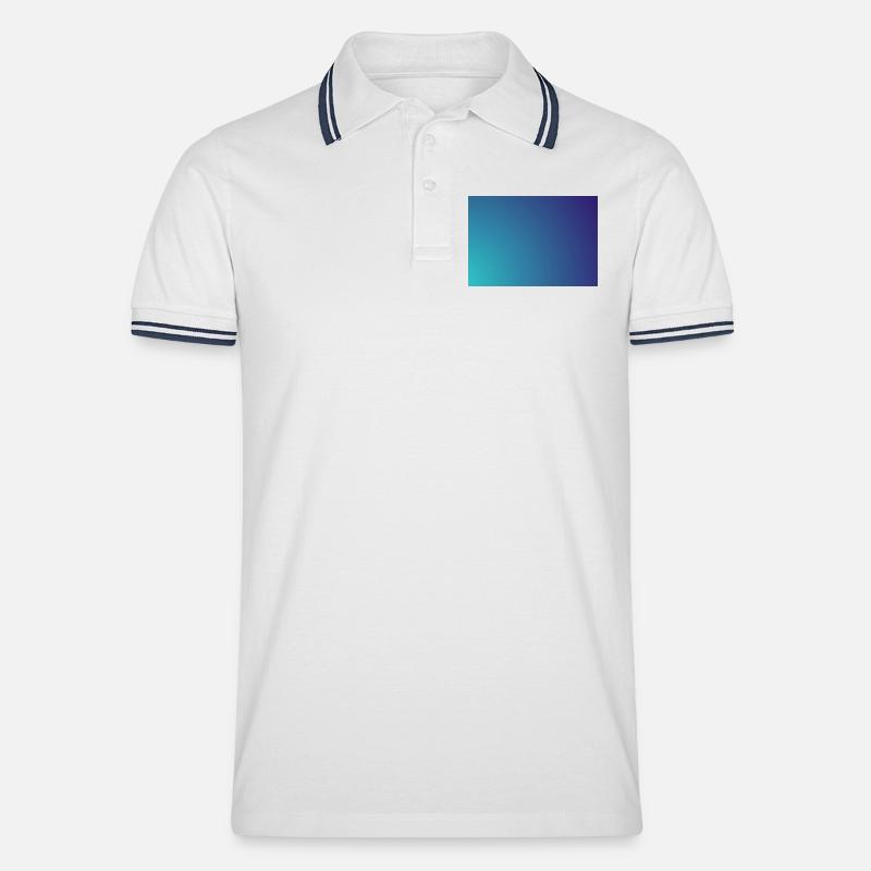 Kreisender Cyan-Violett Gradient - Männer Tipped Poloshirt - Weiß/Navy