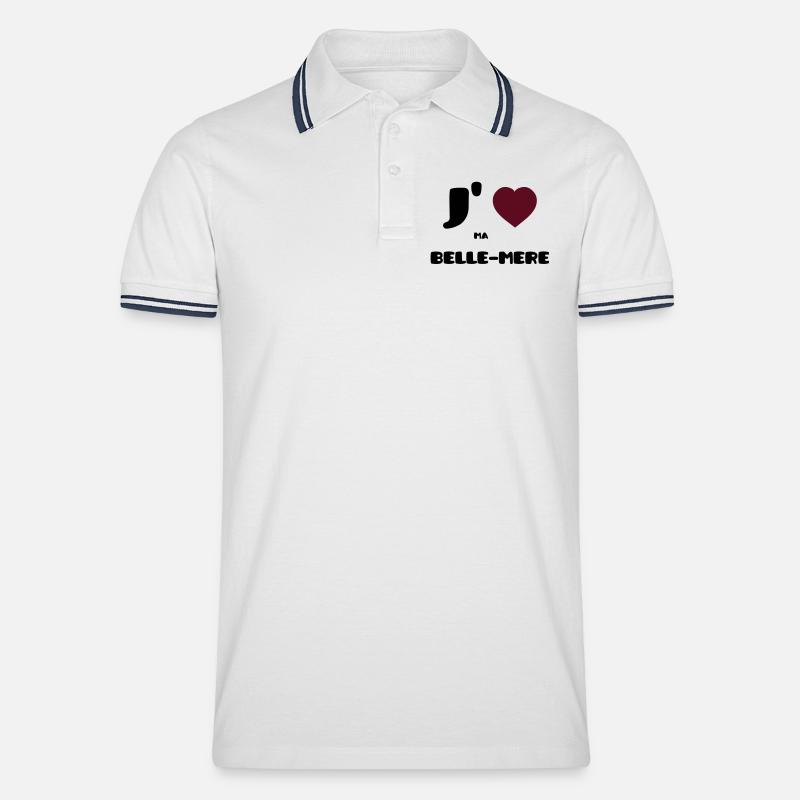Ich liebe meine Mutter (V) - Männer Tipped Poloshirt - Weiß/Navy