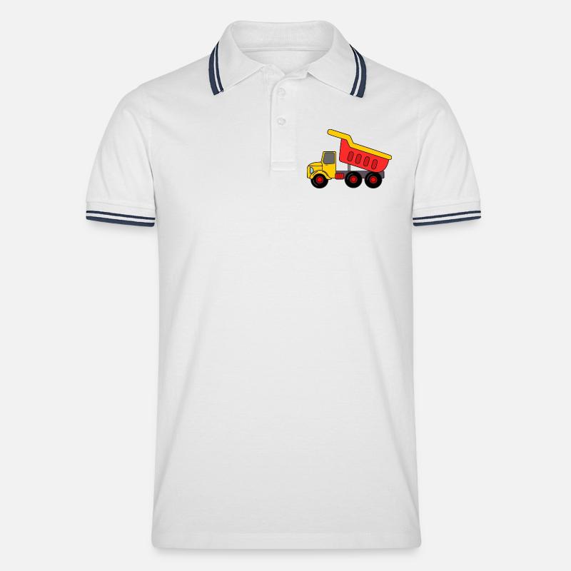 Keepauto Sand, rot gelb - Männer Tipped Poloshirt - Weiß/Navy