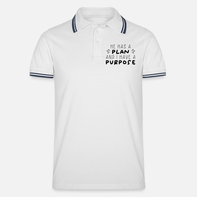 Plan & Purpose - Men's Tipped Polo Shirt - white/navy