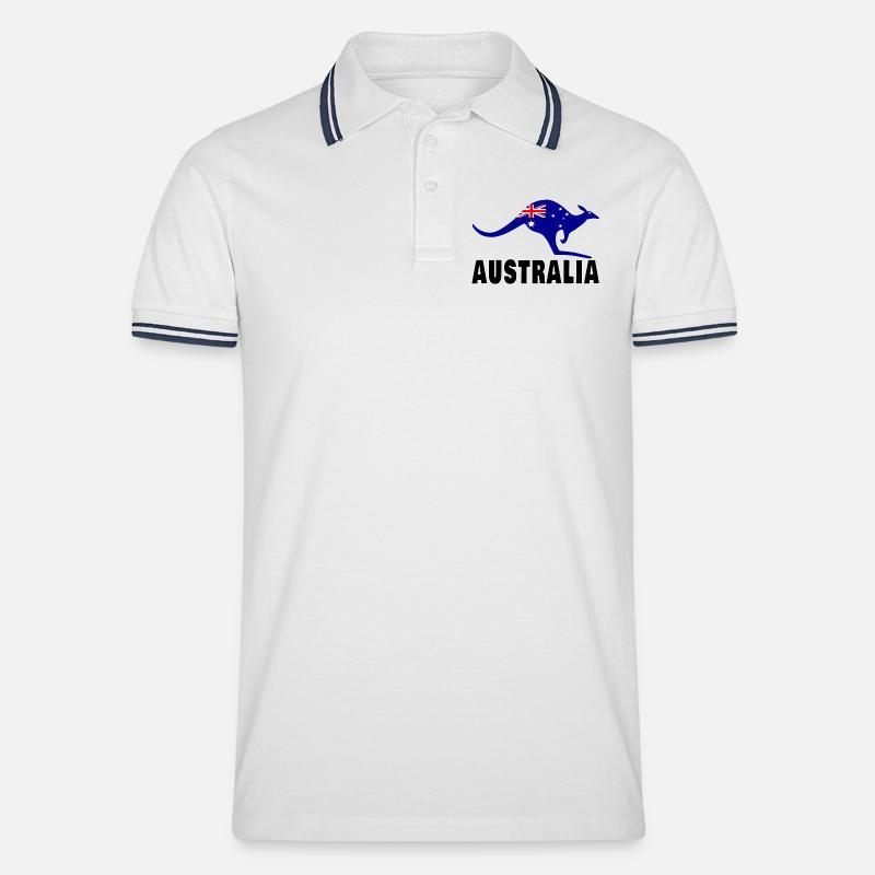 Australien Känguru / Geschenk / Geschenkidee - Männer Tipped Poloshirt - Weiß/Navy