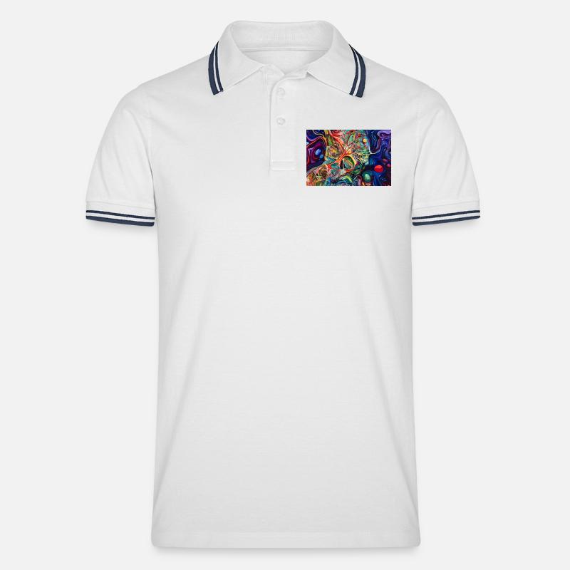 KI Generierte Kunst - Männer Tipped Poloshirt - Weiß/Navy