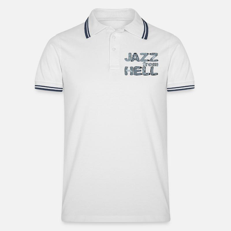 Jazz from Hell: Psychedelic Glyphs - Männer Tipped Poloshirt - Weiß/Navy