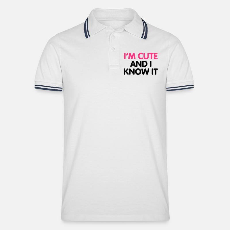 I'm cute and i know it - Männer Tipped Poloshirt - Weiß/Navy
