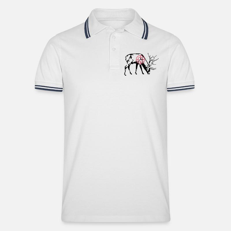 Äsender Hirsch - Männer Tipped Poloshirt - Weiß/Navy