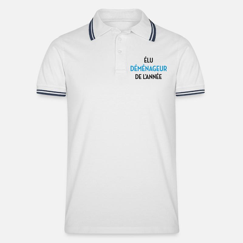 frachtführer / möbelpacker / mover / bewegen - Männer Tipped Poloshirt - Weiß/Navy