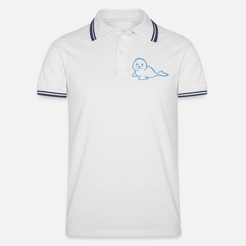 robbie blau - Männer Tipped Poloshirt - Weiß/Navy